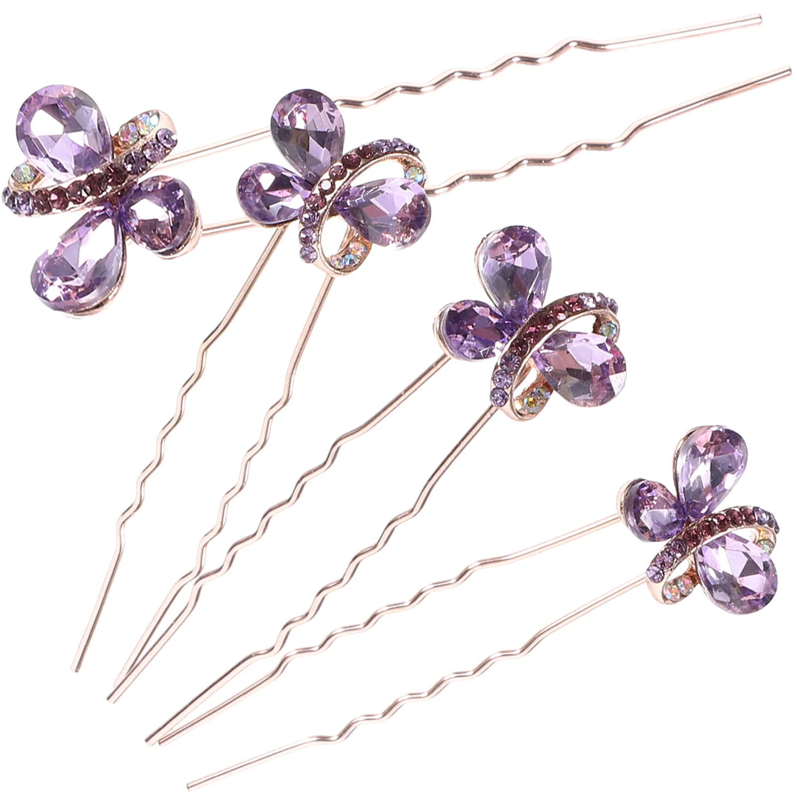 

4Pcs Elegant Rhinestone Hairpin U Shape Crystal Hair Accessories for Women Bridal Wedding Hair Clip