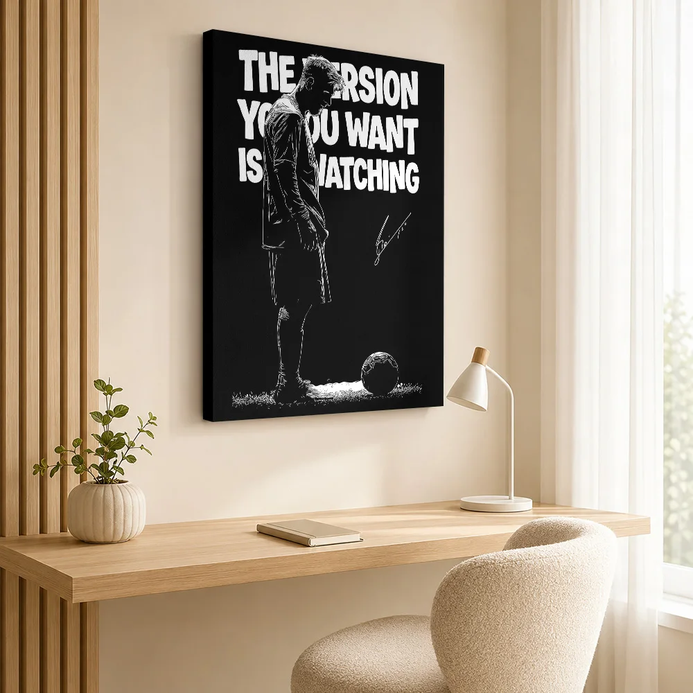 THE VERSION YOU WANT IS WATCHING Framed Canvas Poster Customized Photo Sports Portrait Wall Art for Office Decor Ready to Hang
