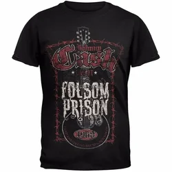 Personalizado Impresso Camisetas Tripulação Pescoço Manga Curta Compressão Clássico Johnny Cash Folsom Prisão Preto Mens T Shirt Camisas