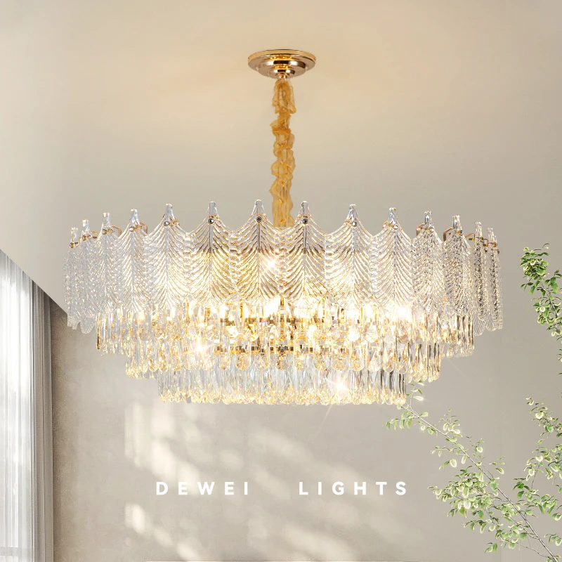 

Atmospheric Crystal Ceiling Light French Cream Style Living Room Light Modern Light Luxury Chandelier Bedroom Dining Room Light