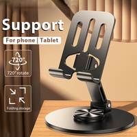 Metal Mobile Phone Tablet Holder 360 Rotation Foldable Portable Universal Support Lazy Desktop Live Stand Mount For Ipad Bracket