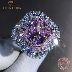 Gica Gema Luxury Real 925 Sterling Silver Excellent Cut 6CT VVS Pink Synthetic D Moissanite Rings For Women Gifts Drop Shipping