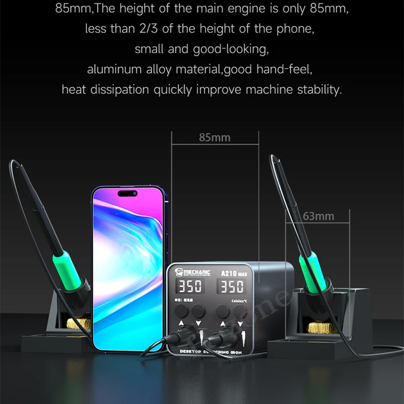MECHANIC A210 MAX 100W Smart Desktop Soldering Station with Double Handle Base LED Large Display Suitable for C210 Soldering Tip