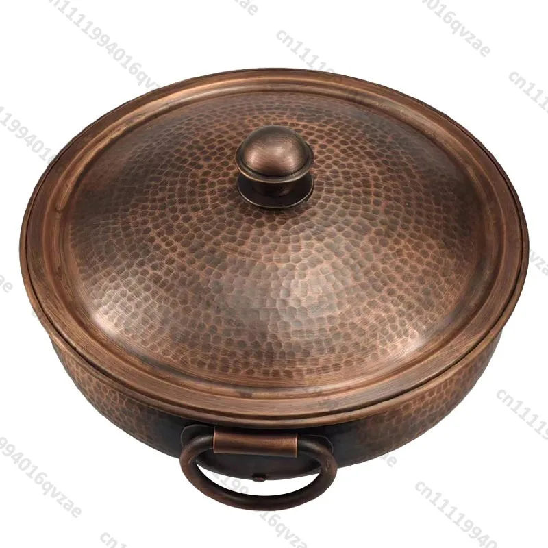 Red Copper Pot Handmade Thickened Old-fashioned Hot Pot Household Commercial Mutton Soup Pot Gas Induction Cooker