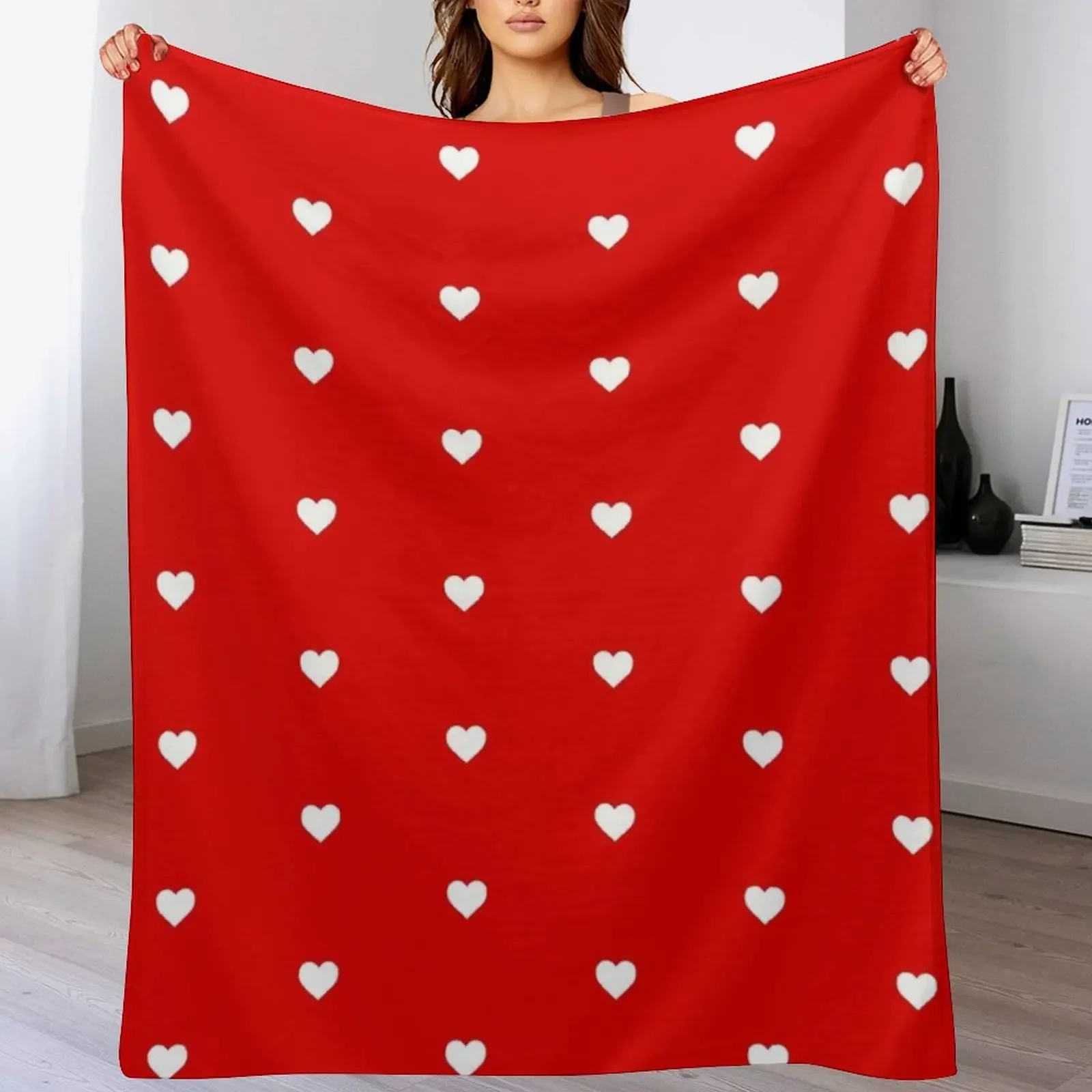 

Red Heart Pattern Throw Blanket Large warm for winter Moving Personalized Gift Blankets