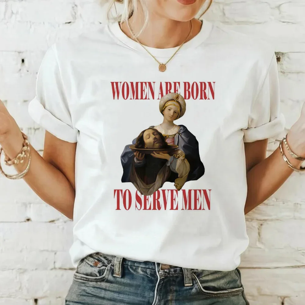 Feminist Women Were Born To Serve  Letter Printed T-Shirt Women's Harajuku  Clothing Casual Women's  Top T-Shirt