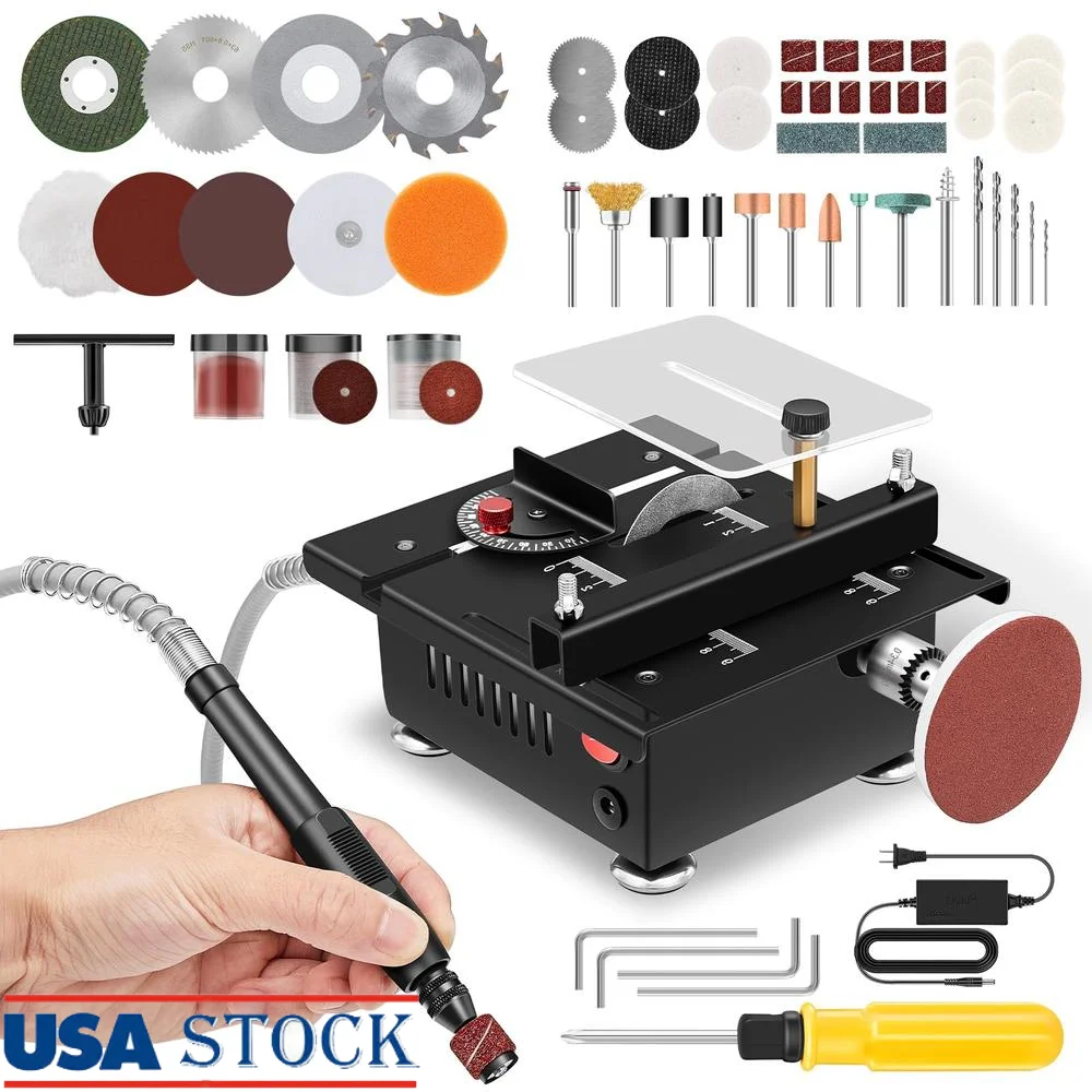 

Electric Mini Table Saw Cutter Adjustable Speeds Angle Portable Tool