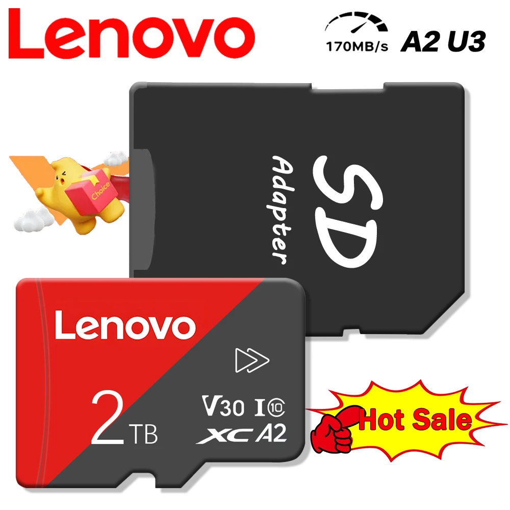 Lenovo 2TB SD Memory Card 128GB 64GB Micro TF/SD Card V30 Class 10 High Speed Flash Memory Card 512GB SD Card For Camera Phone