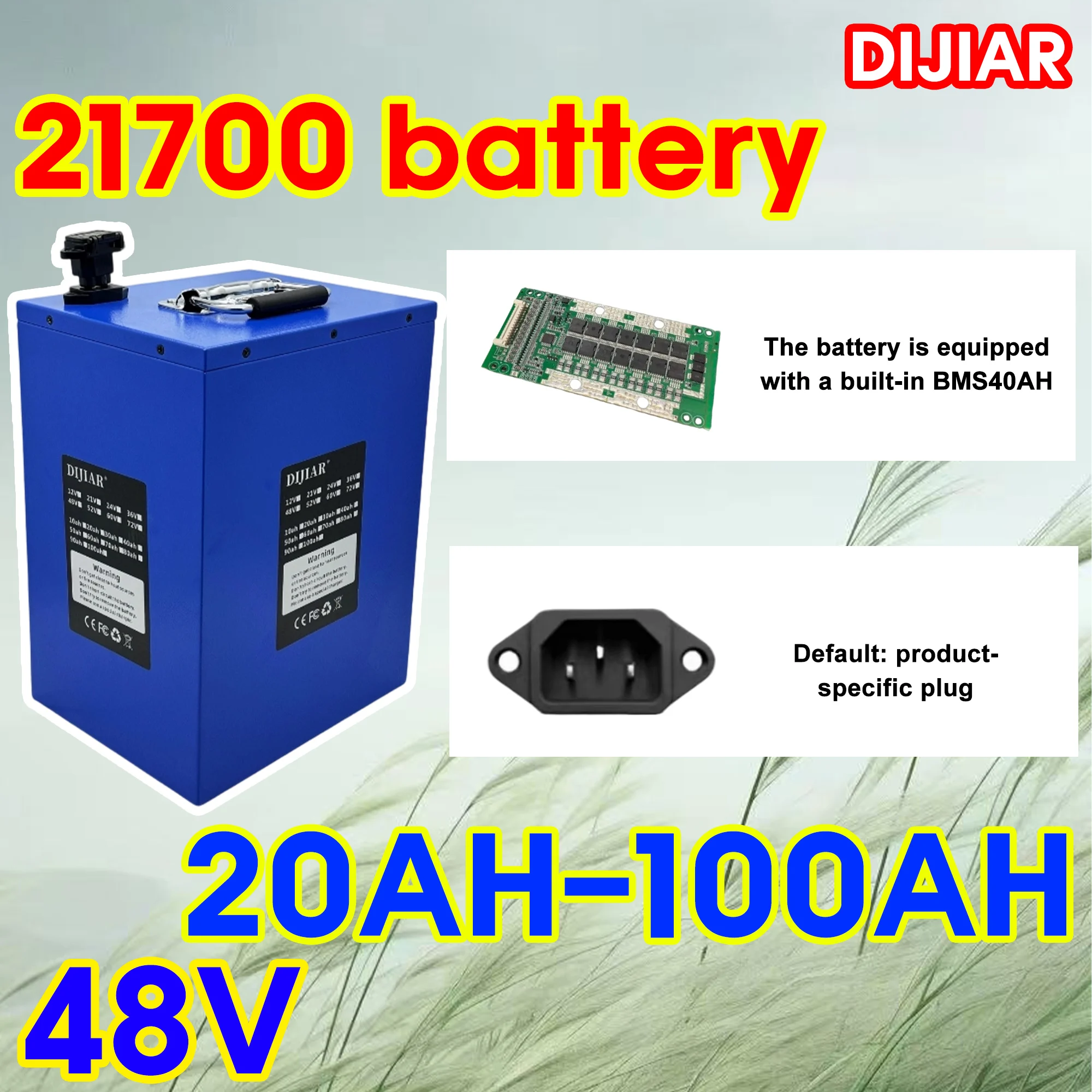 Air transportation, new 48V21700 lithium-ion battery, new large capacity 20AH-100AH, built-in BMS35AH, application 500W-3000W