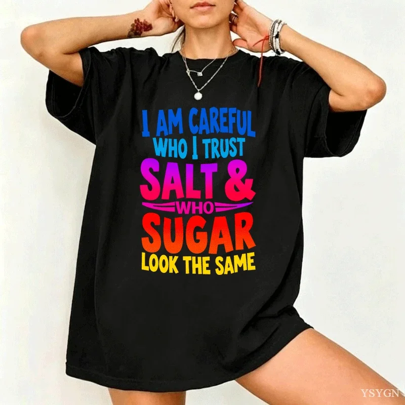 Retro T Shirt for Women Funny Trust Quote Letter Print Short Sleeve Casual Top Daily Streetwear Gathering Dating Party Holiday