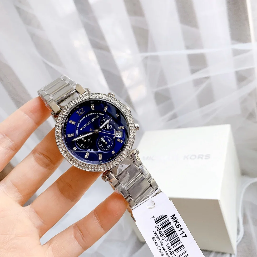 Michael Kors Luxury Design Women Watch Parker MK-6117 Diamond Quartz Watch Waterproof Chronograph Watches Boxed Exquisite Gift
