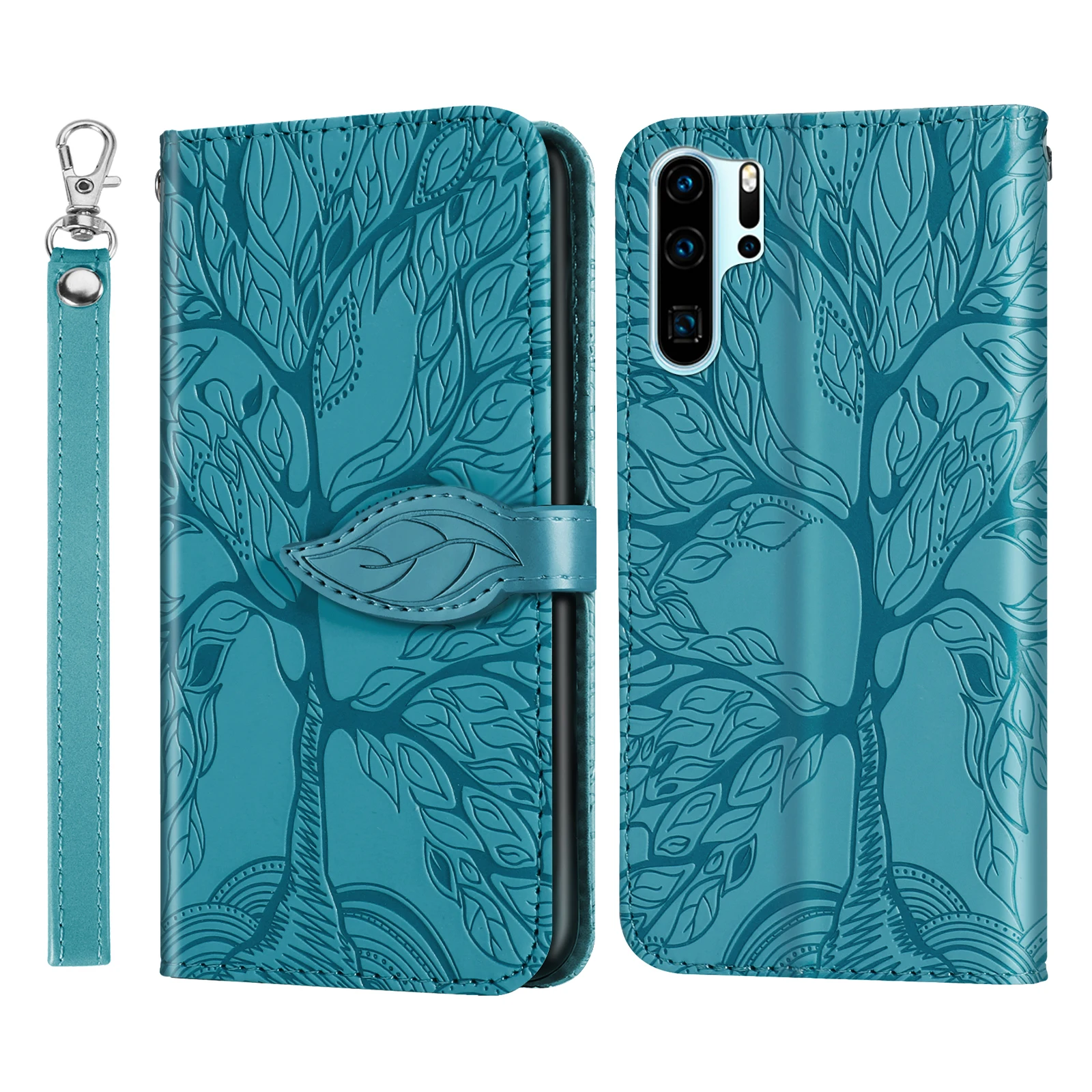 

For Huawei P30 Pro case, Tree of Life leather case with card slot, clamshell leather case