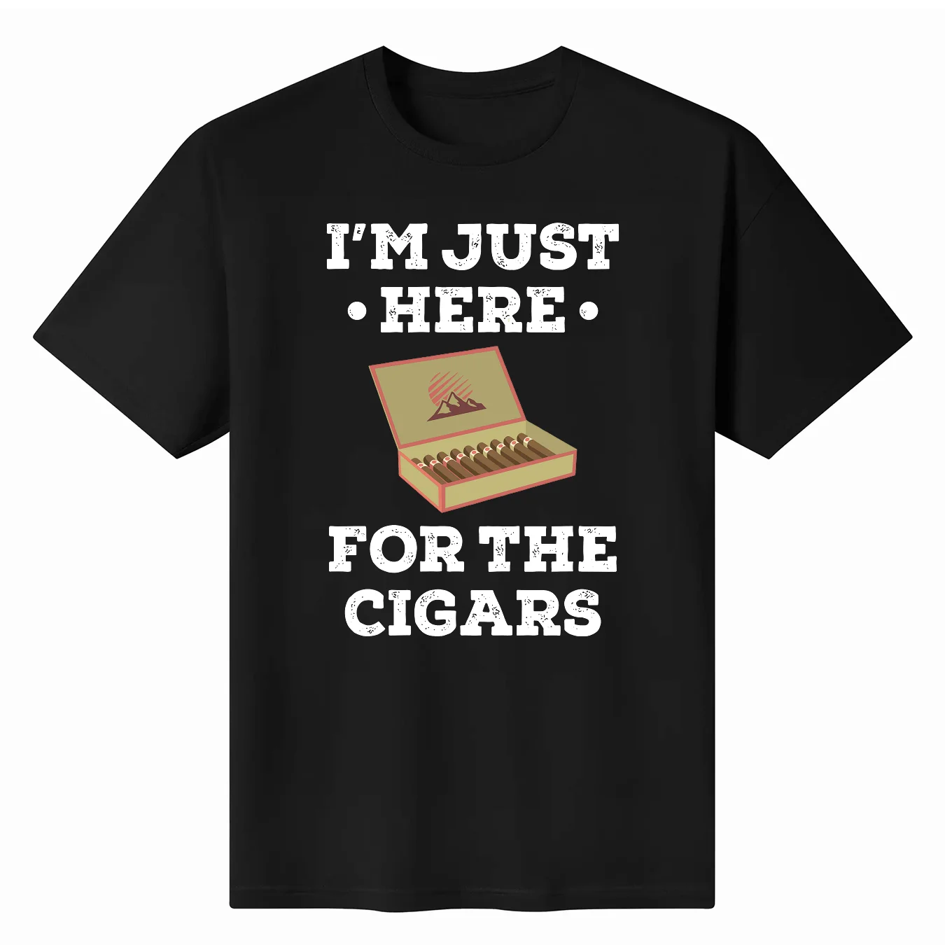 

New Fashion I'm Just Here For The Cigars Slogan Gentleman T-shirt Vintage Cartoon Matchbox Print Man Shirt Trend Casual Boy Tee