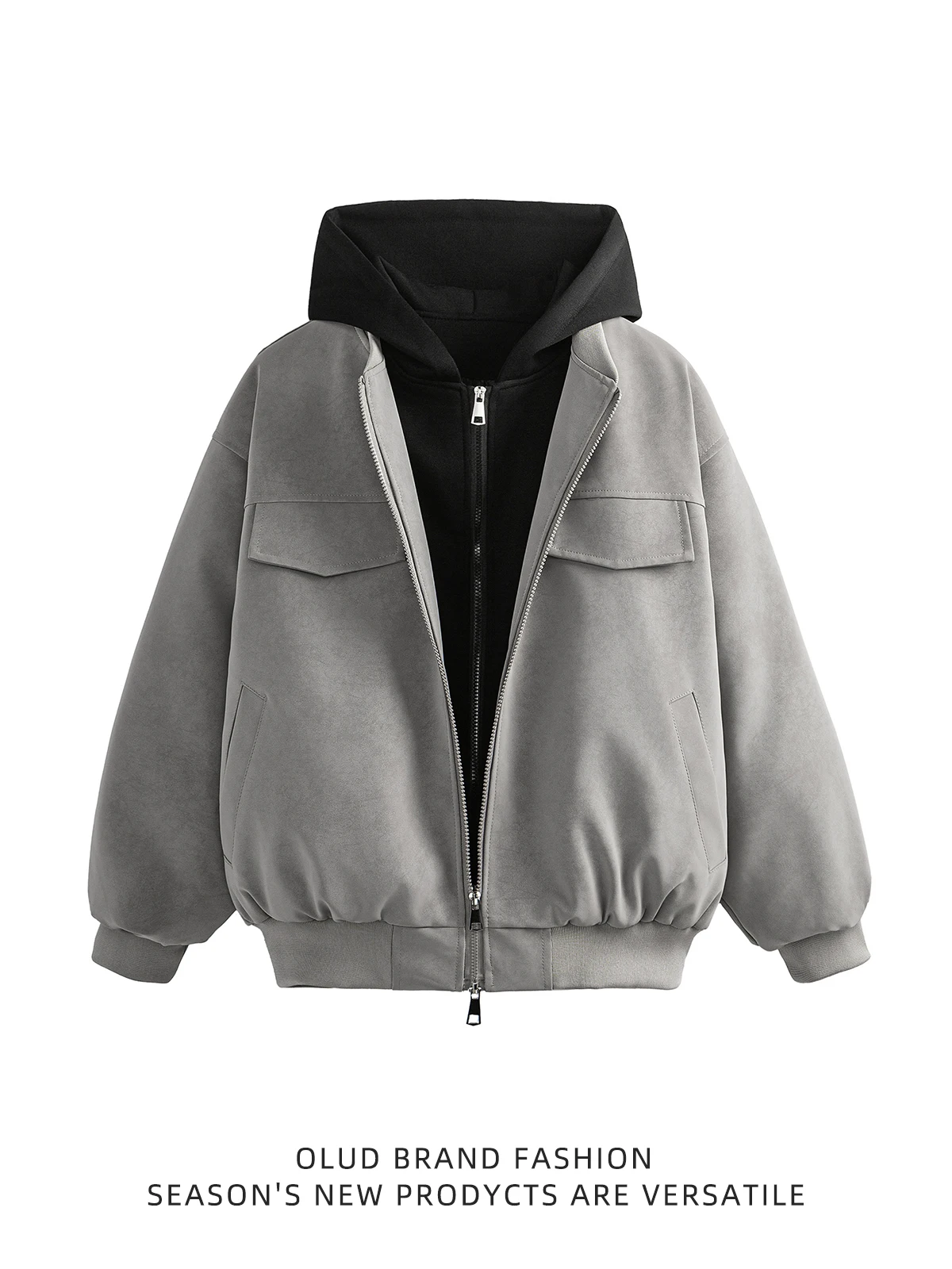 

Мужская зимняя утепленная куртка из искусственной кожи с хлопковой подкладкой, свободного кроя, с капюшоном, в стиле пэчворк, модная брендовая теплая верхняя одежда