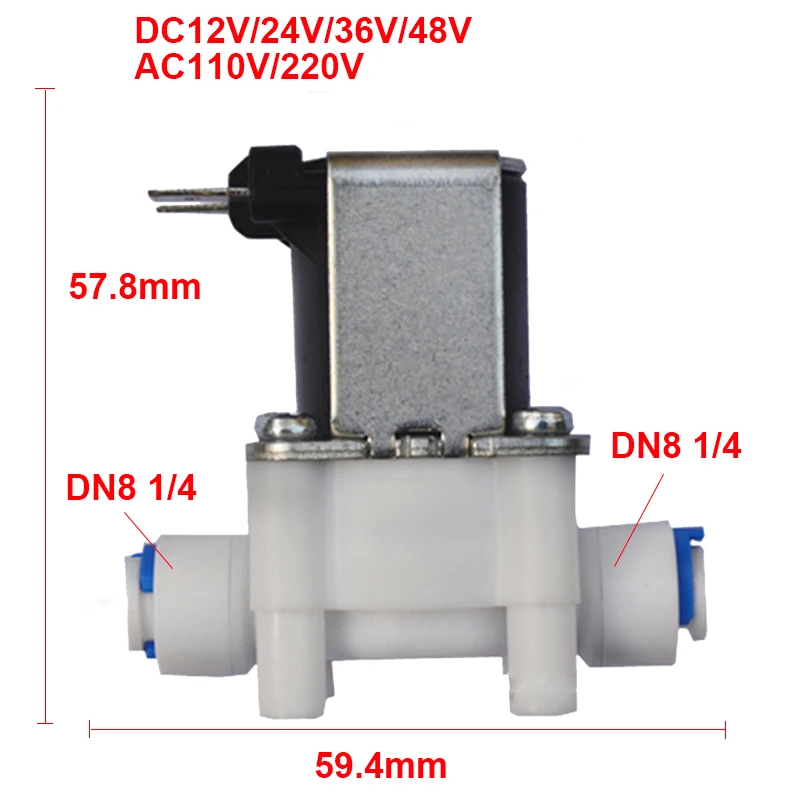 

Solenoid Valve Water Valve Quick Connector Inlet Valve Normally Closed Plastic Solar Solenoid Valve DN8 1/4"