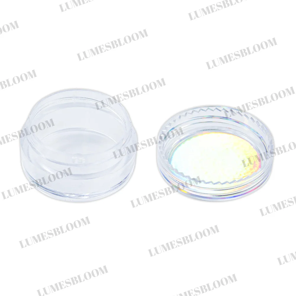 3ml Plastic Jar Laser Sticker Set Empty Storage Box Wax Blam Cream Oil Round Clear Container 30x15mm Customize Packaging Logo