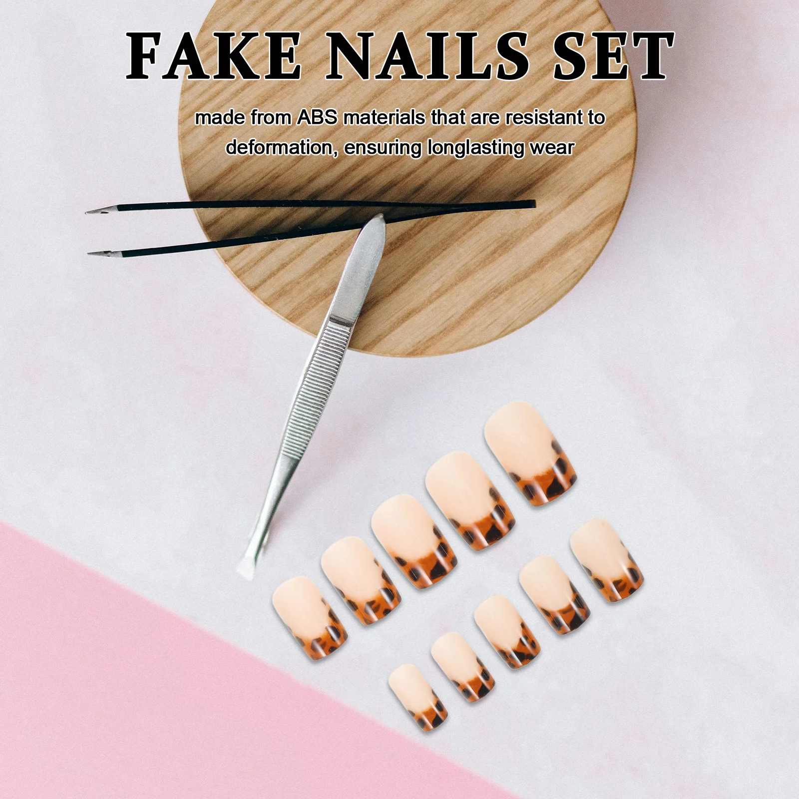 

24pcs Leopard Print Press On Nails Full Cover Almond Shape False Nail Tips Detachable For Home Salon Manicure Wearable