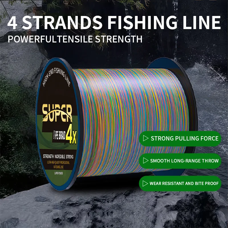 

Colorful 4-strand high-toughness and wear-resistant fishing line, with precise long casting and not easy to break, fishing gear