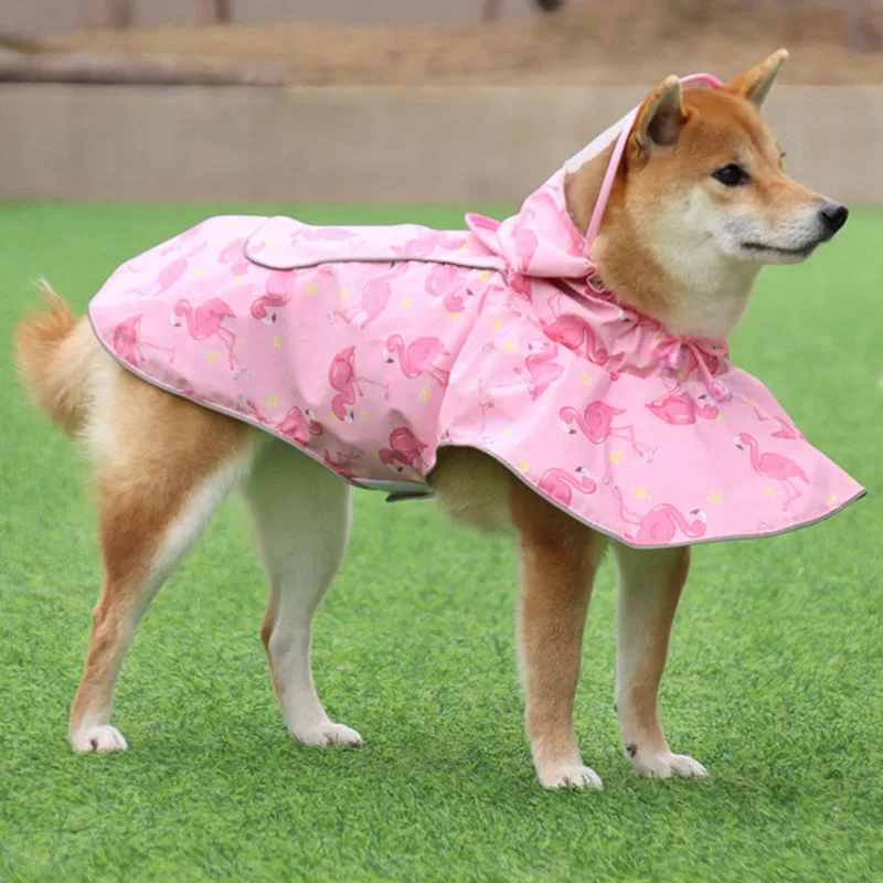 Summer New Pet Printed Raincoat Waterproof Hooded PU Material Reflective Lovely Cloak All Size Dog Cat Clothing Pet Apparel