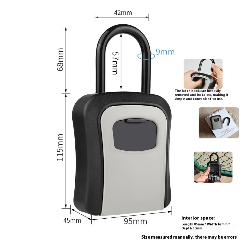 All-metal anti-theft wall-mounted key storage box decorative password for home accommodation outdoor places non-perforated doors
