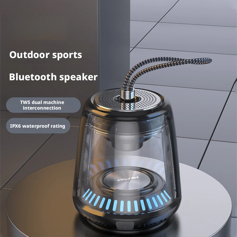

Портативная прозрачная Bluetooth-колонка с защитой от воды IPX6, поддержкой TWS, RGB-подсветкой и мощным басом для использования на улице