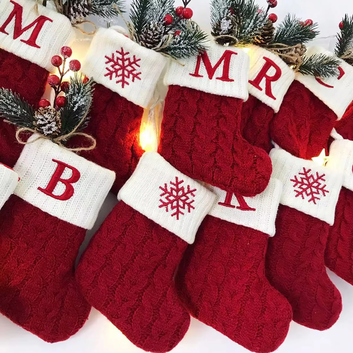 Christmas Alphabet Knitting Socks Xmas Tree Ornaments Christmas Decorations For Home 2024 Gift Navidad Noel Happy New Year 2025