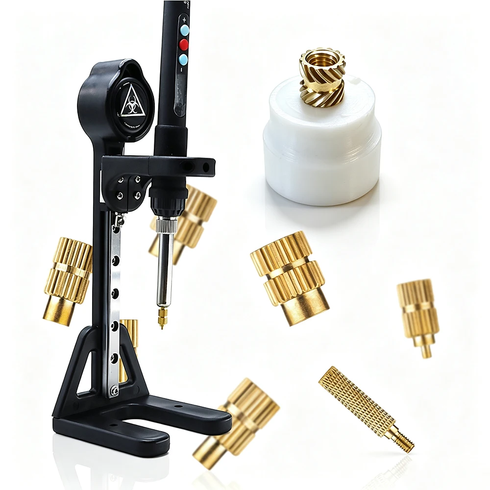 Heat-Set Insert Tools 60W Digital Soldering Iron with Brass Insert Tips for 3D Printer Plastic Acrylic ABS PLA PETG PP Nylon DIY