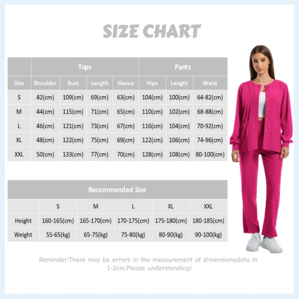مجموعات فرك المختبر بأكمام طويلة زي الممرضات الطبية ملابس العمل عيادة صالون تجميل دعوى فستان أطفال مع سروال داخلي للصيدلة