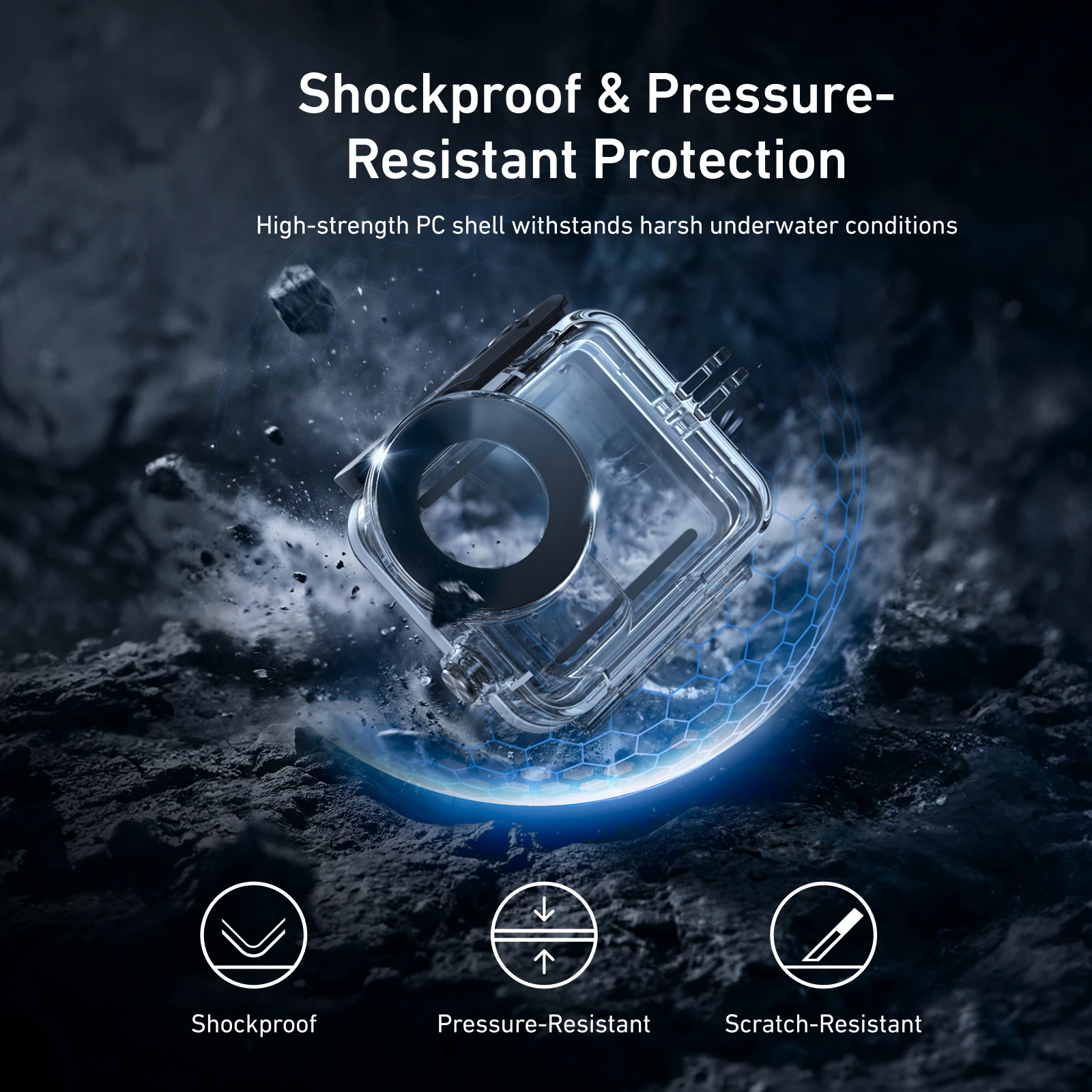 

60M Camera Protective Shell Waterproof PC Sports Camera Cover Transparent Tempered Glass for DJI Osmo Nano