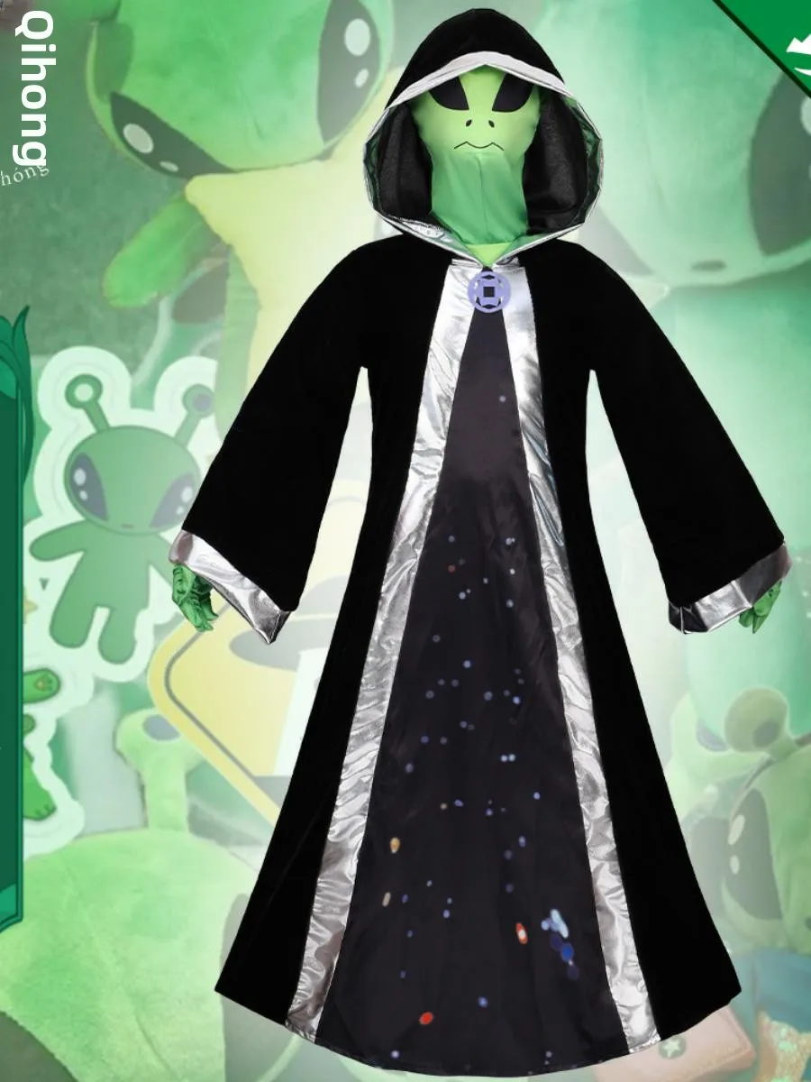 

Детский костюм инопланетянина для косплея, юбка с капюшоном, забавная одежда для выступлений на Хэллоуин, сценический наряд для детей