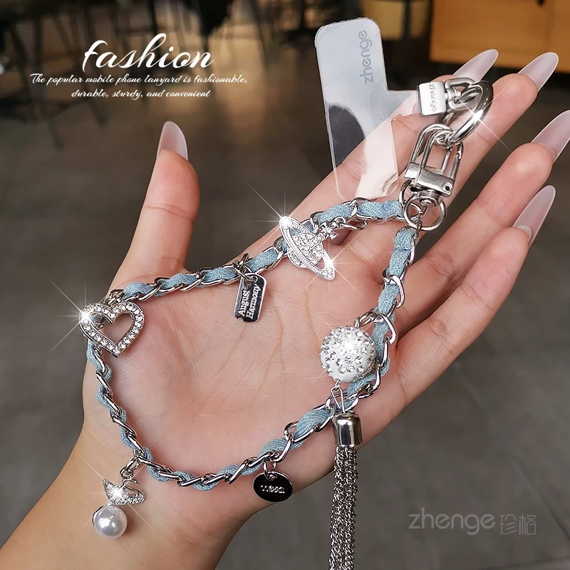 

Женский ремешок на запястье с украшением в виде кисточки со стразами, высококачественная уличная подвеска с защитой от потери для женщин