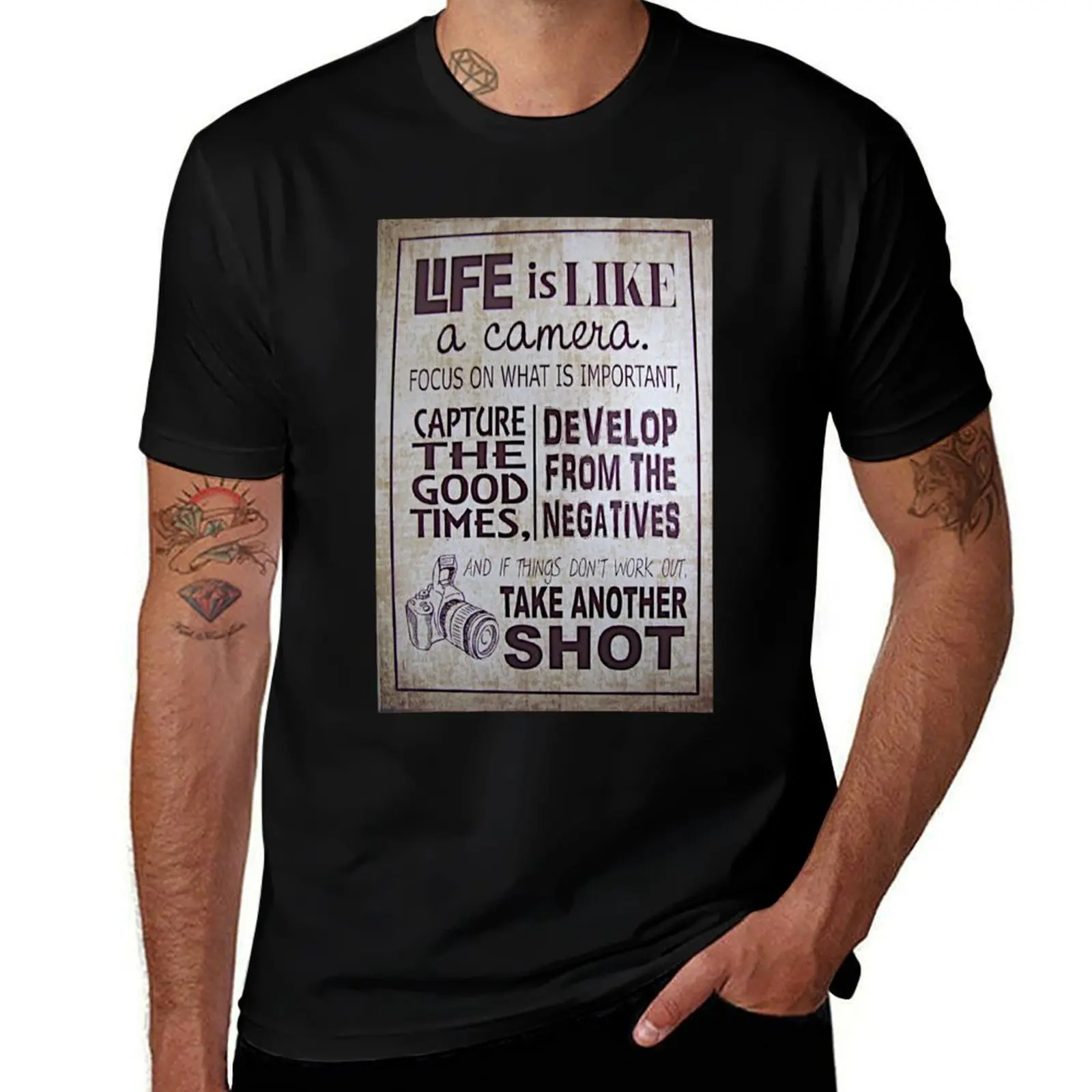 

Life Is Like a Camera T-Shirt t shirt men 100% cotton luxury brand t shirts for man graphic vintage T-Shirt