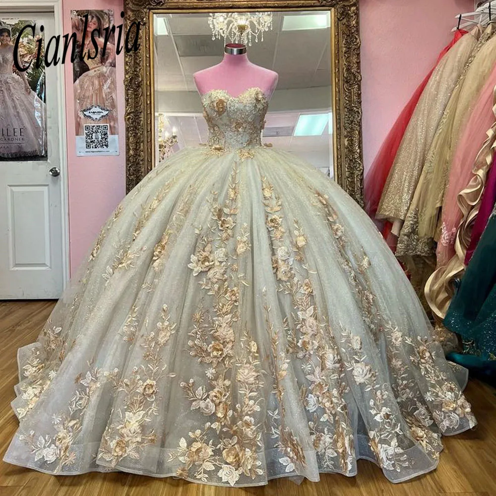 

Мексиканские розовые платья Quinceanera 2025 года с 3D цветочной аппликацией Vestidos XV Años Sweet 16, вечернее платье с бантом