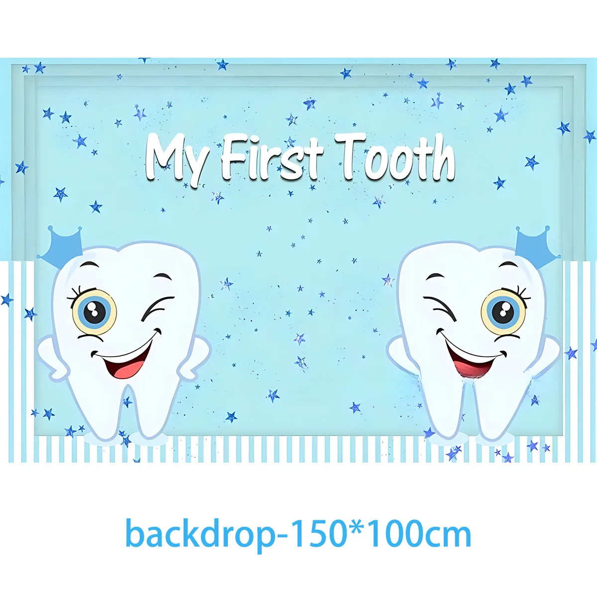 Blue My First Tooth Theme Birthday Party Decorations Disposable Tableware Balloon Banner Cake Toppers Kid Boys Baby Shower Gifts