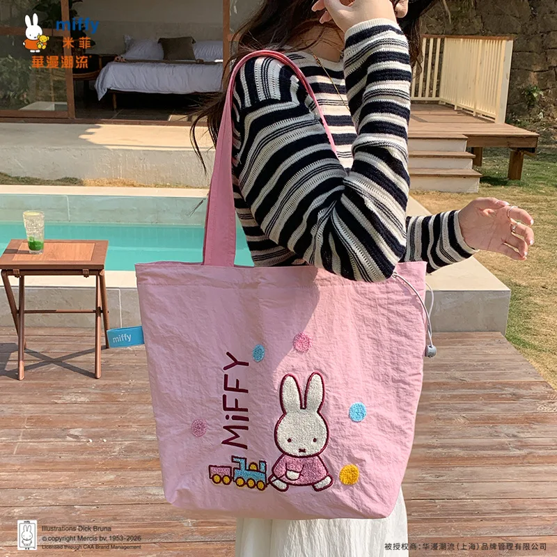 

New Product Launch: Cartoon Miffy Casual Shoulder Bag, Handbag, Drawstring, Travel, Class, Shopping, Kawaii Square Bag, Tote Bag