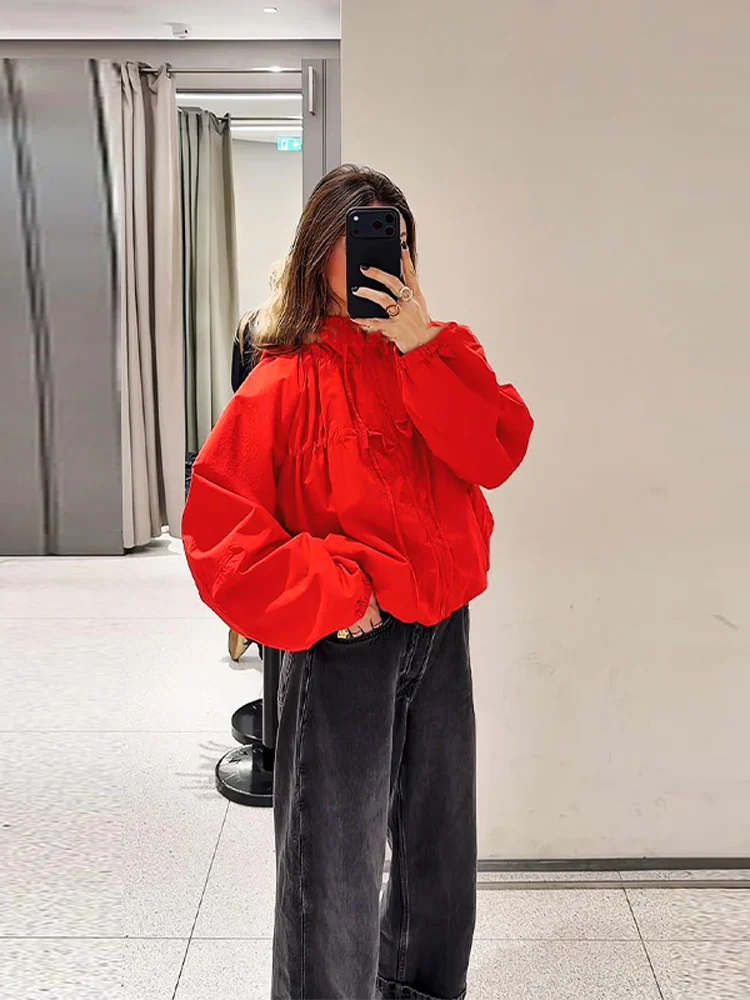 Solid Hooded Women's Jacket Zippers Full Sleeve Casual Lace Up Loose Lady Coats 2026 Autumn  Chic Female Street Outerwear New