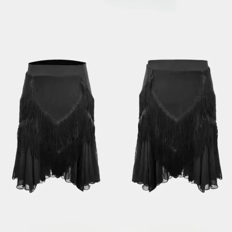 Aangepaste Latin Dance Rok Kwastje Half Body Rok Vrouwelijke Volwassen Oefenjurk Cha Cha Tango Samba Rumba Prestaties Kostuum