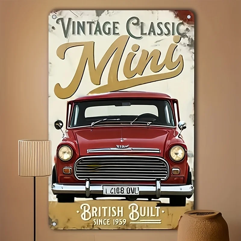 Vintage Mini British Built Since 1959.06inch Waterproof Metal Sign - 8.0inch x 12.0inch Retro Wall Art, Durable Material with Pr