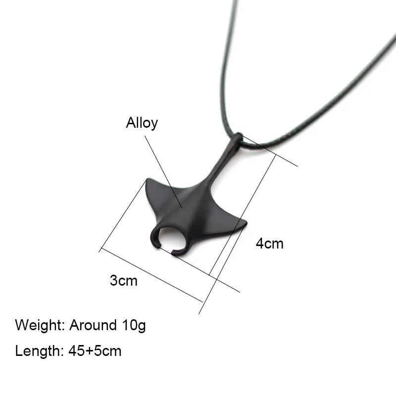 Manta Ray Necklace Ocean Animals Pendant Necklace Adjustable Handmade Bohemia Wax Rope Choker Men Women Beach Jewelry Gift Joyas
