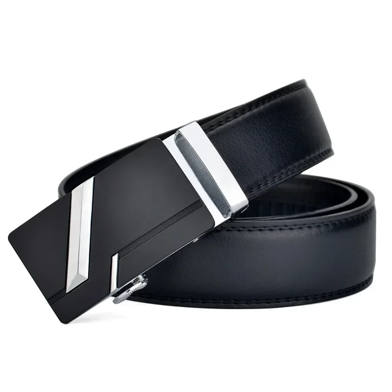 Men's high-quality PU leather belt, men's belt metal automatic buckle, long plus size luxury belt