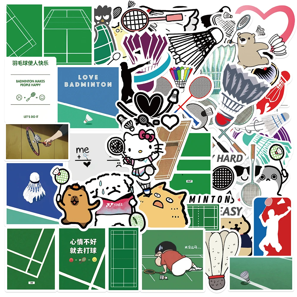 50pcs Cartoon Badminton Sports Personalized Creative Sticker Suitcase Computer Phone Skateboard Waterproof Wholesale Sticker