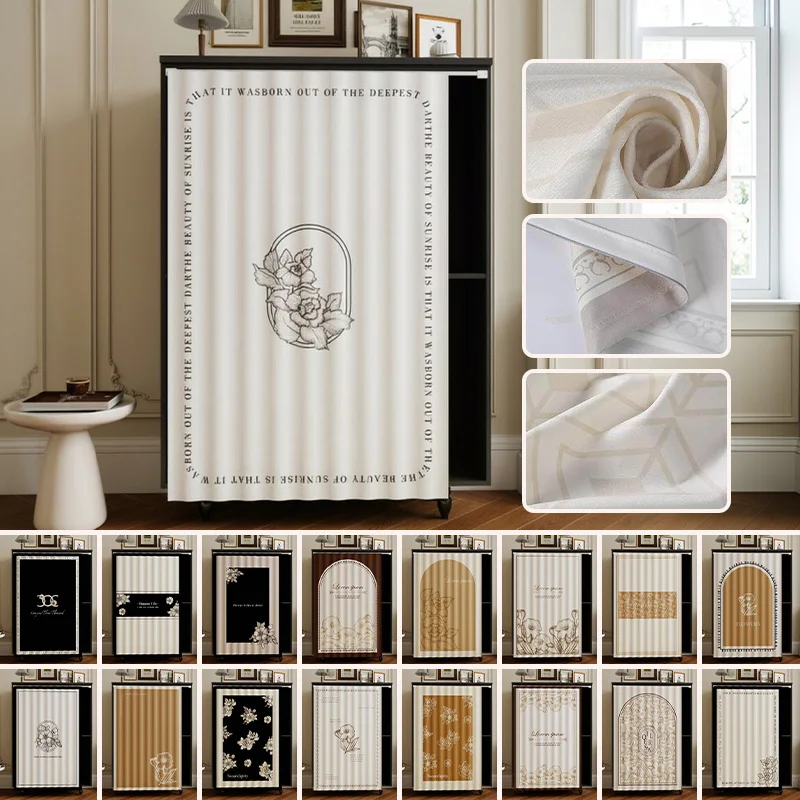 Cabinet Curtain, Sliding Track Door Curtain, Wardrobe Cover, Bookcase, Shoe Rack, Dustproof Cloth Curtain for Covering Clutter