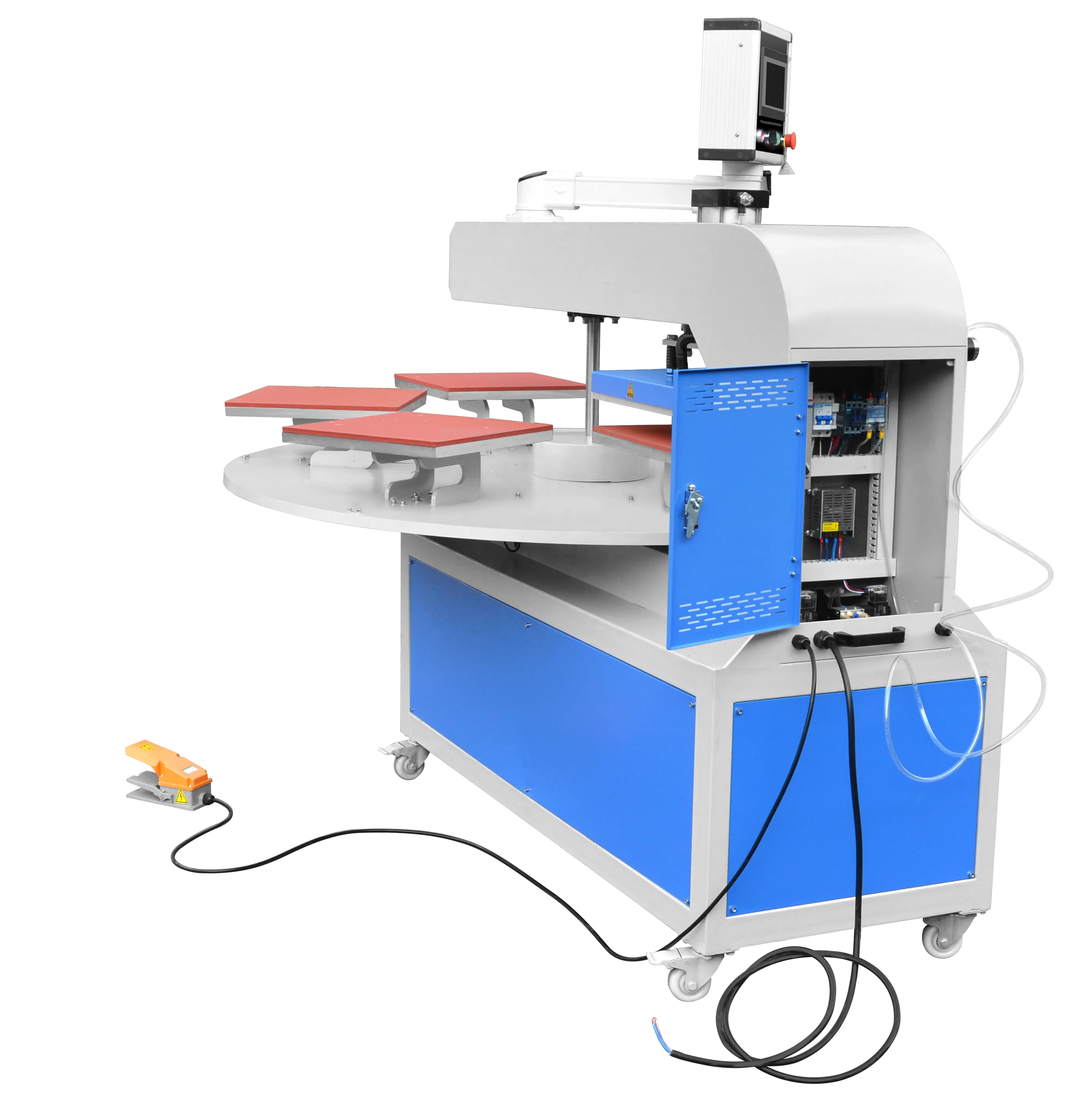 Upgrade 6-Pallet Pneumatic Rotary Automatic Operation Dress Heat Press Machine New Condition for Garments Shirts Dye Sublimation