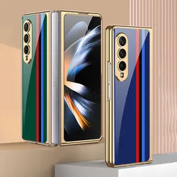 Oryginalne etui do Samsung Galaxy Z Fold 5 4 3 malowane szkło hartowane rama ochronna pokrywa dla Galaxy Z Fold3 4 5 Case