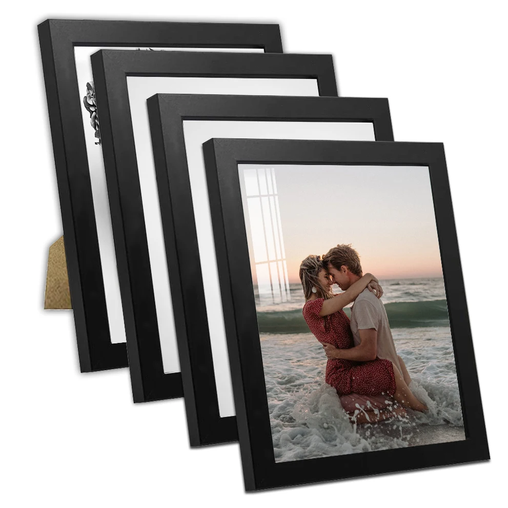 2pcs A4 black photo frame Wood picture frame Certificate document frame 21x30cm Poster Frame Dual Purpose Put and Hang