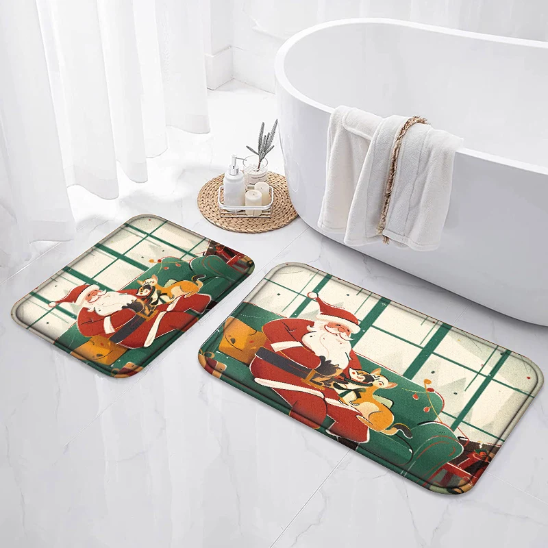 Merry Christmas Bathroom Mat party Decoration Hallway Entrance Doormat Washable Kitchen Rugs for Living Room Bedroom Home Decor