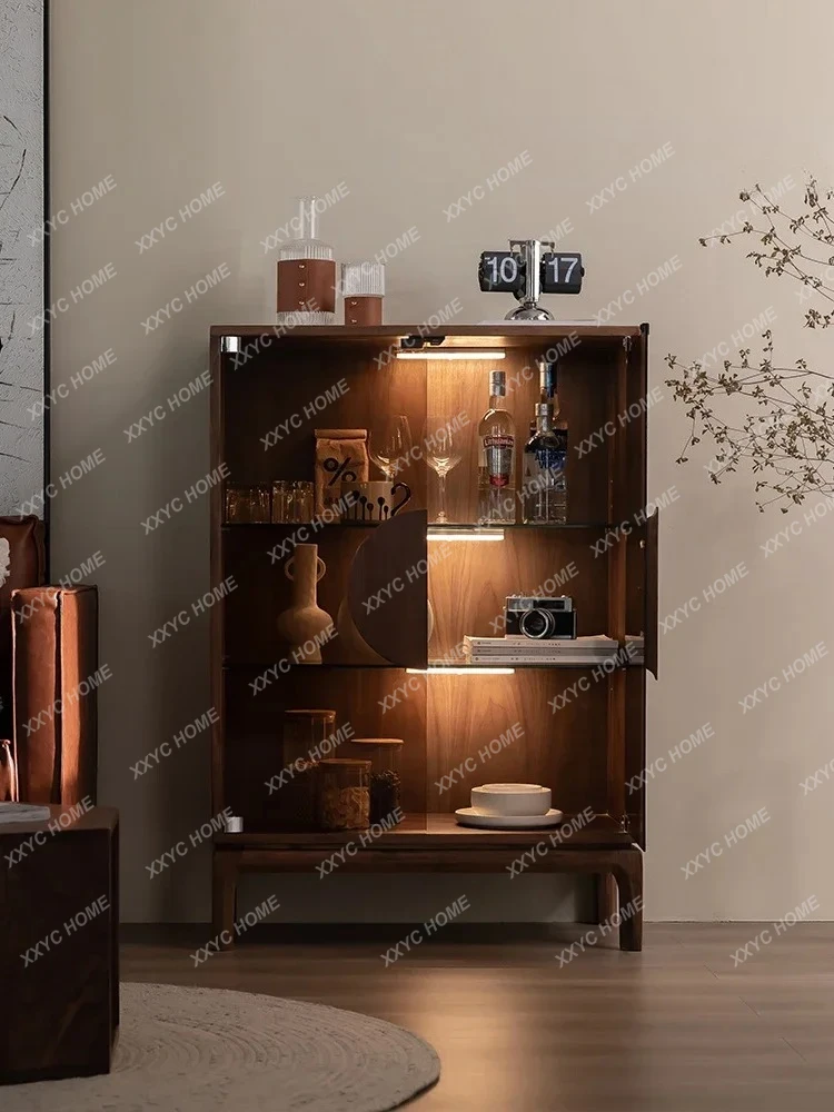 

AAN Simple North American Solid Wood Dining Side Wine Cabinet Living Room Multi-Functional Double Door Storage Hallway Cabinet