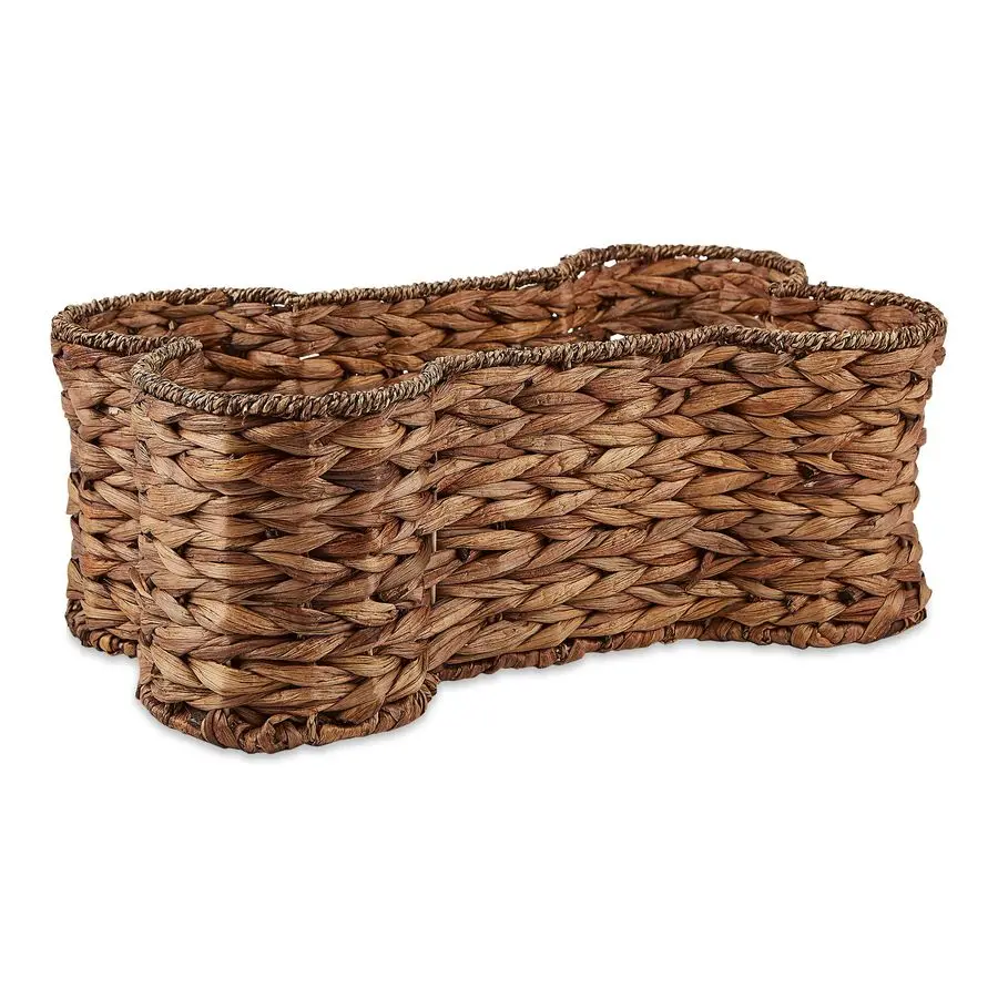 

Pet Storage Collection, Bone Shape Hyacinth Toy Basket, Dark Brown, Medium 21x13x8