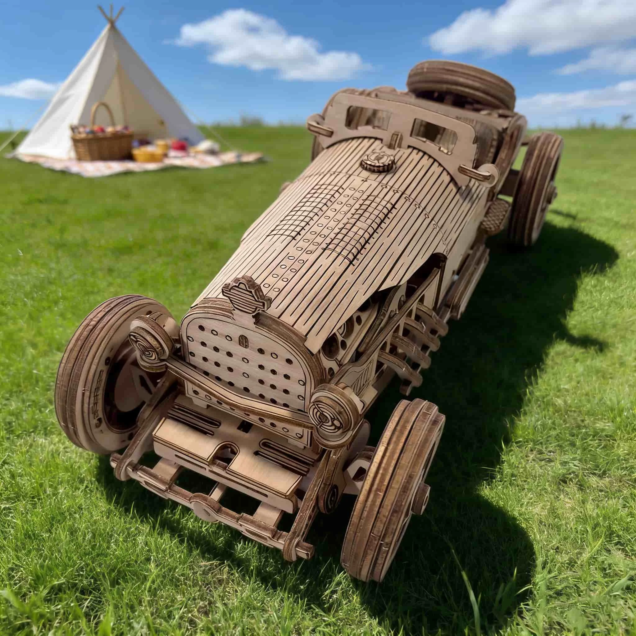ชุดประกอบโมเดลรถสปอร์ตโบราณ 3 มิติ ทำจากไม้ DIY ของขวัญวันเกิดหรือวันหยุด ของเล่นเสริมพัฒนาการ ออกแบบอย่างประณีต