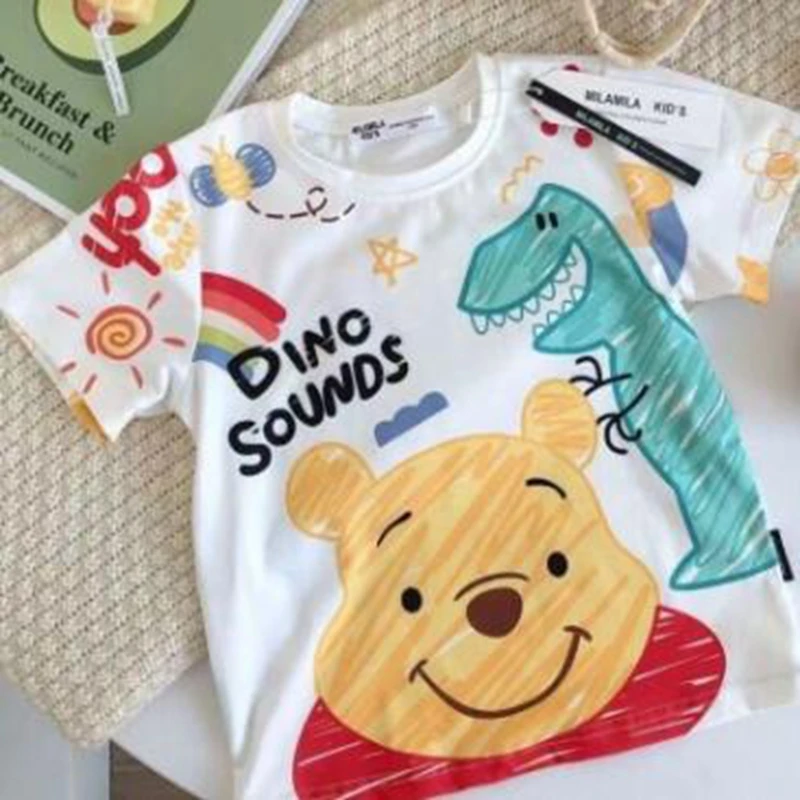 New Fashion Summer Tshirts Baby Girls Cotton Clothes Cartoon Winnie The Pooh Mickey Mouse Children Casual Tshirts Kids Tops Tees